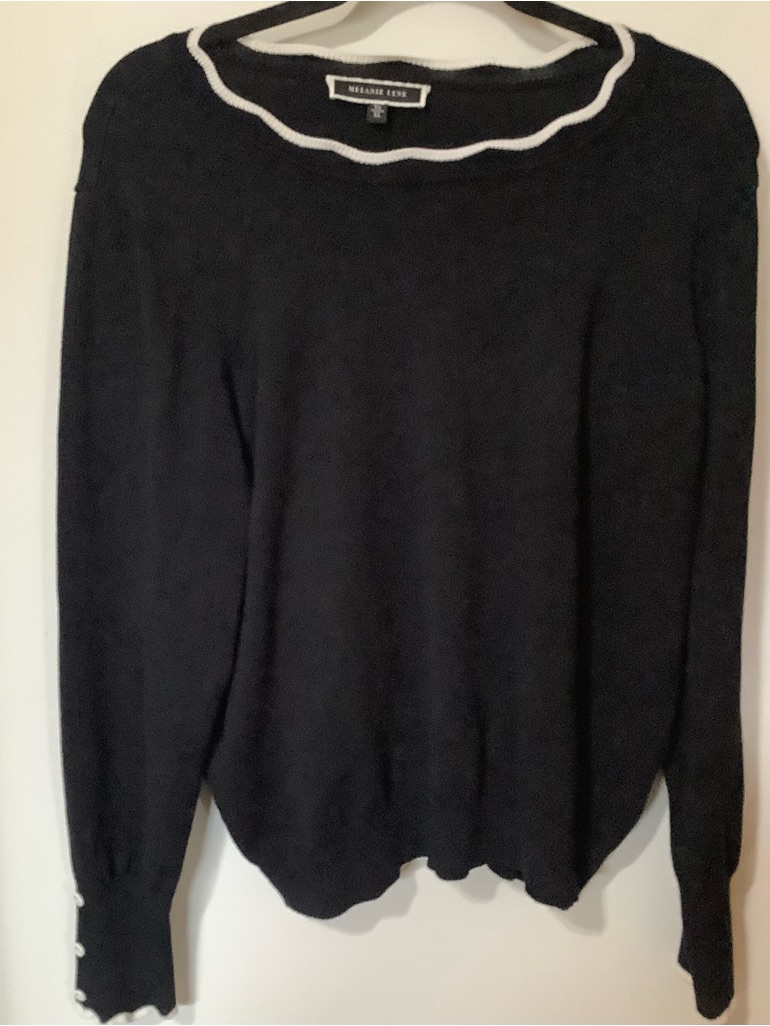 Melanie Lyne: Black Sweater With White Trim